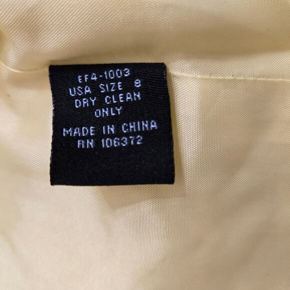 Vintage Y2K Perry Ellis Tweed Blazer 8 Yellow Old Money Prep Workwear Jacket - Picture 8 of 10